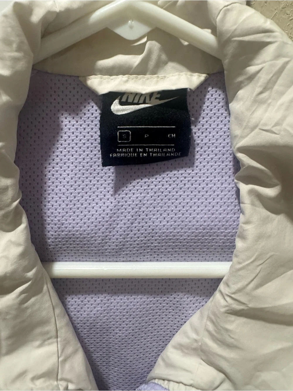 Nike Women's White and Lavender Colorblock Windbreaker Jacket